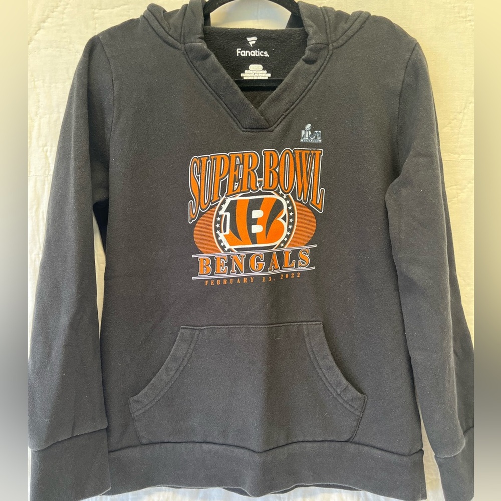 WOMENS Fanatics Cincinnati Bengals Super Bowl Hoodie sweatshirt, Size Small